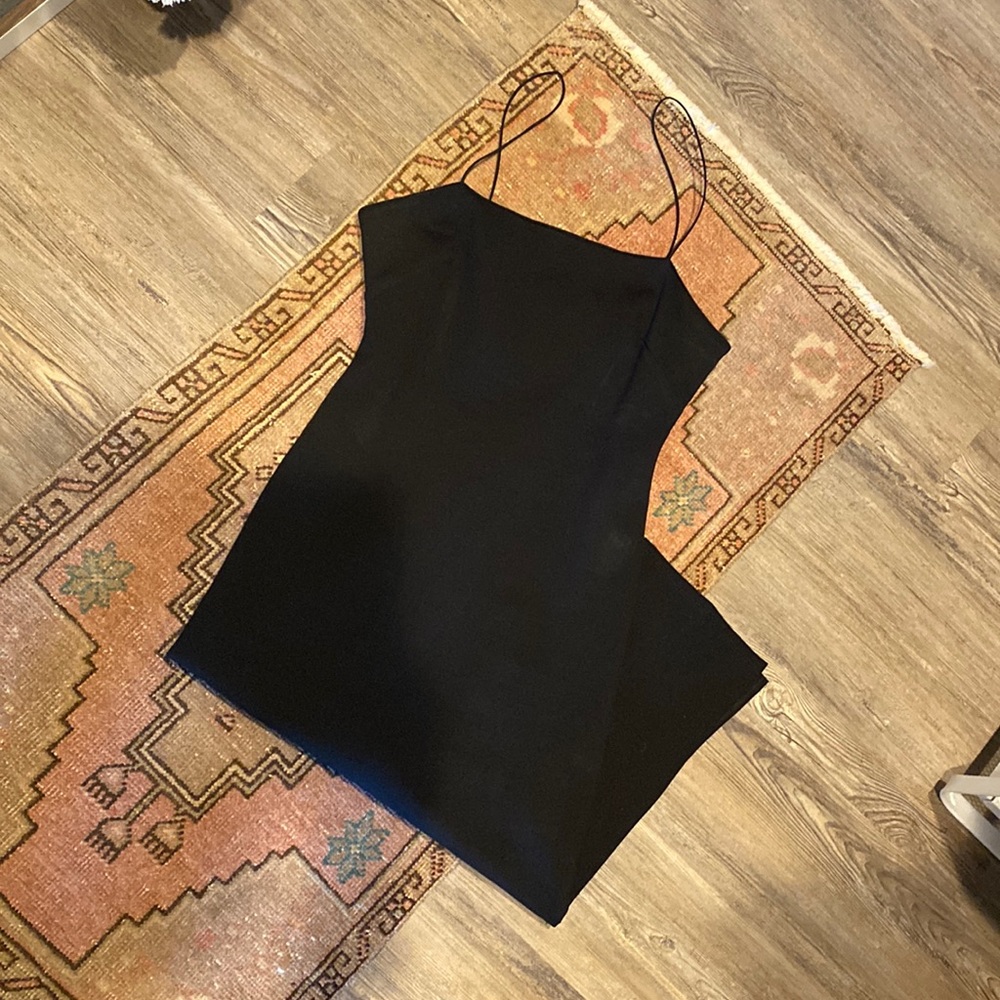 Black skinny strap midi